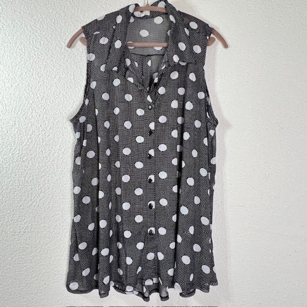 Ember Sheer Sleeveless Womens Plus Size Blouse 2X